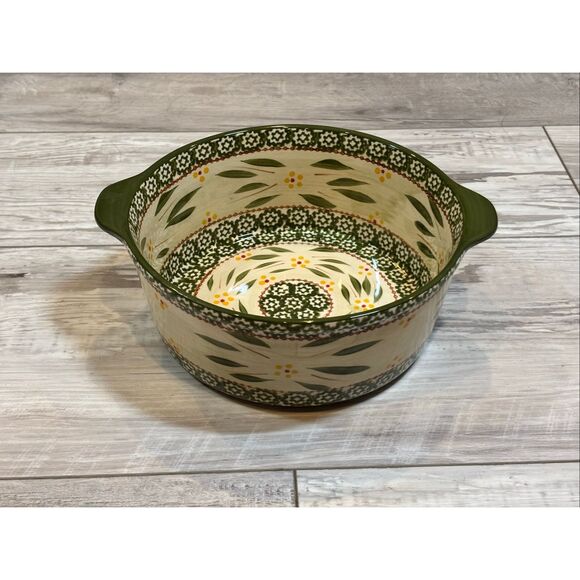 Temp-tations by Tara Old World Green Handled Round Baker w/ Plastic Lid & Stand - Picture 7 of 13